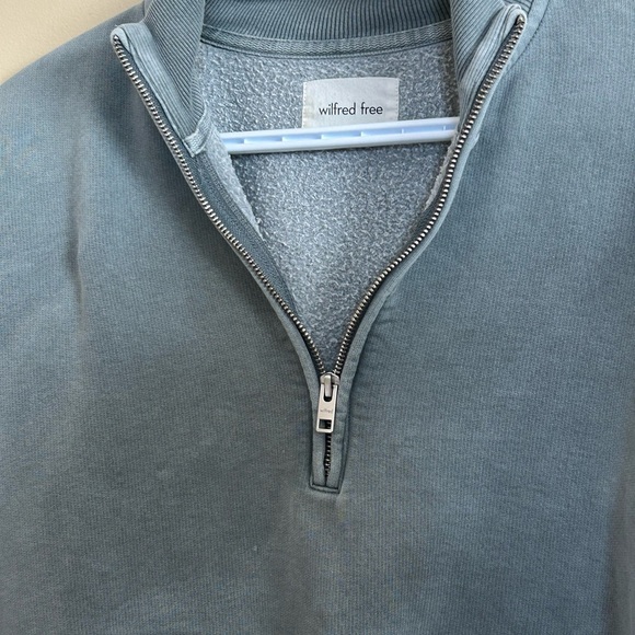 Wilfred Free Soft Blue Half Zip Cropped Sweatshirt - Picture 3 of 9